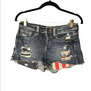 American Flag Jean Shorts